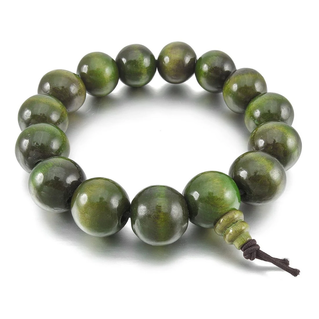 

15mm Wood Wrist Bracelet Tibetan Buddhist Green Sandalwood Buddha Prayer Beads Bracelets For Women Men Elastic Clasp Pulseira