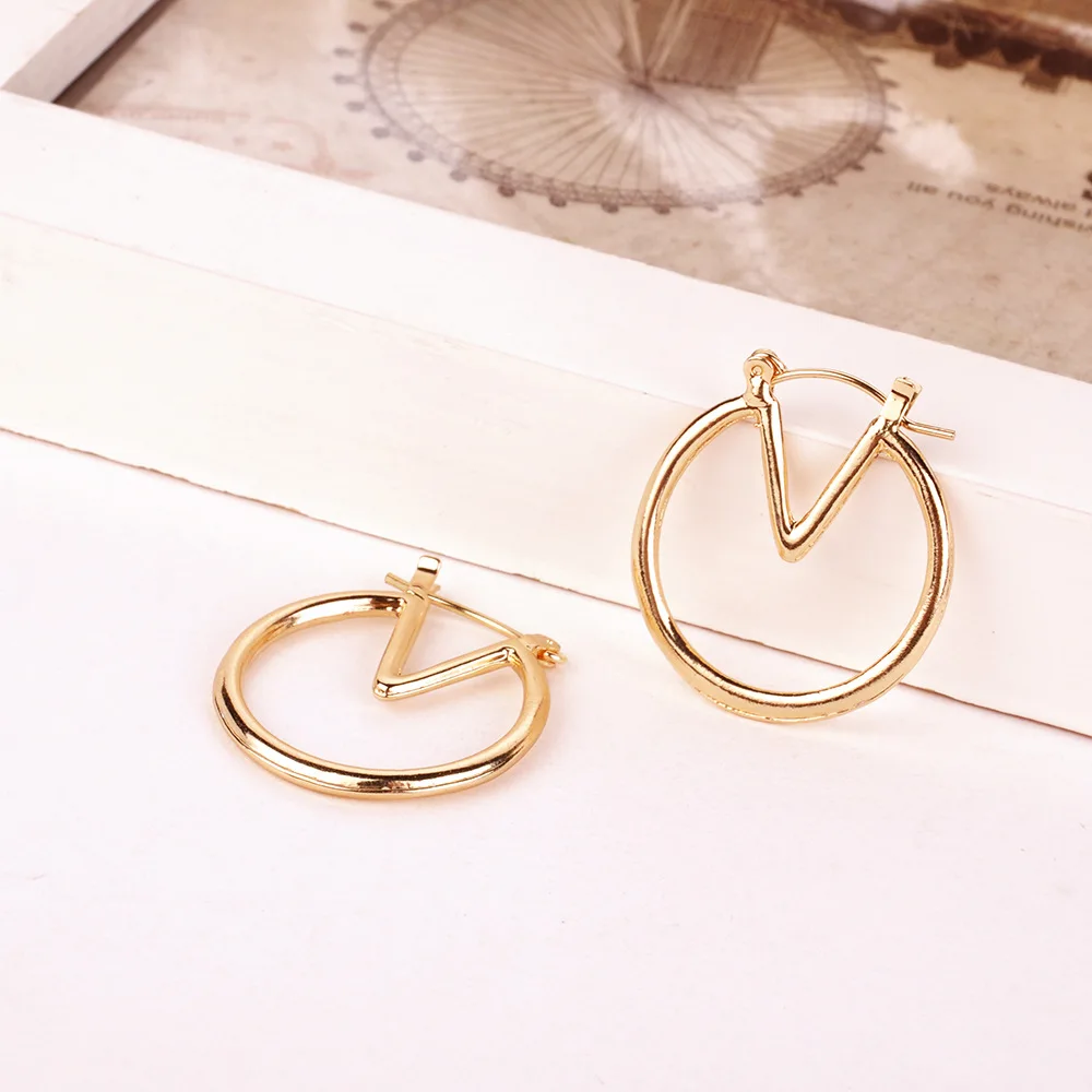 Buy Minimalist Earrings V Hoop Circle Simple Geometric