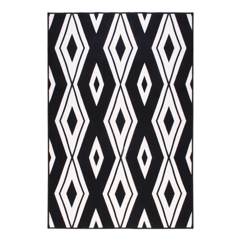 Северная Европа простой ромб черно-белые решетки узор моющиеся Нескользящие короткие волосы ковер для гостиной спальня ковер