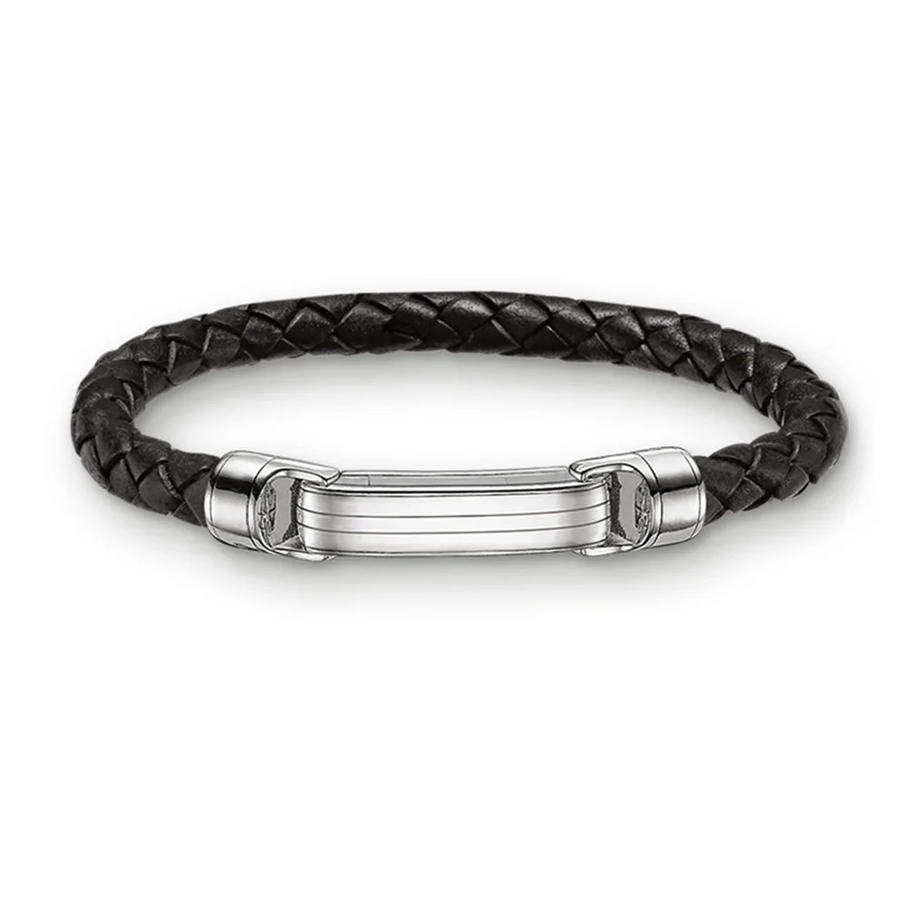 

Silver Black Folding Clasp Plaited Leather Cuff Bracelets Sport Bracelet , European Punk Style Bracelet Jewelry For Men Women