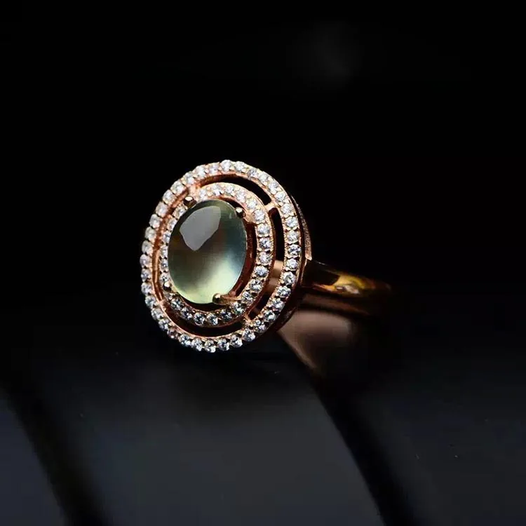 [MeiBaPJ Натуральный пренит модное кольцо с драгоценным камнем для Для женщин Настоящее серебро 925 проба изящное ювелирное изделие "Шарм"