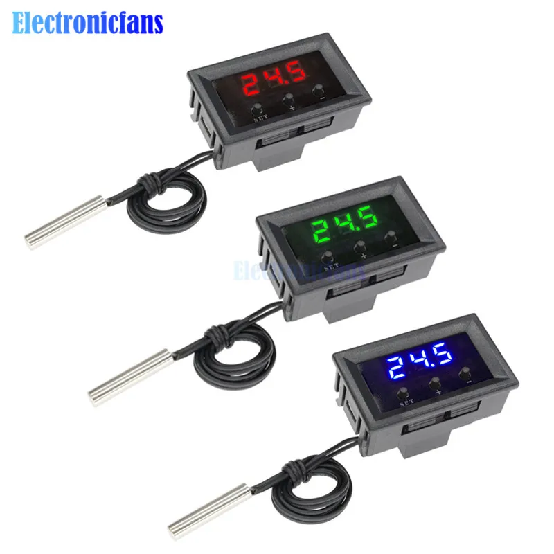 

0.28 Inch Three Digital Tube Mini W1209 Red LED Temperature Thermometer Controller Switch Module Waterproof NTC Sensor DC 12V