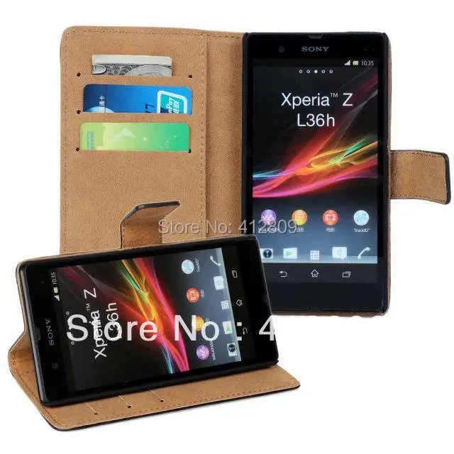 11 цветов из натуральной кожи Слот Стенд Бумажник кожаный чехол для Sony Xperia Z L36h C660X