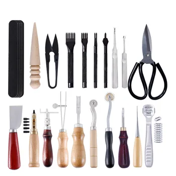 

Leathercraft Tool Set Hand Needlework Stitching with Wax Thread Leather Needle Awl Punch Tools for DIY Sewing Leather