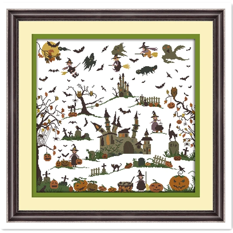 

The Witch Castle Home Decoration Painting Embroidery Cross Set 11CT 14CT Printed On Canvas Chinese Counted Cross Stitch Pattern