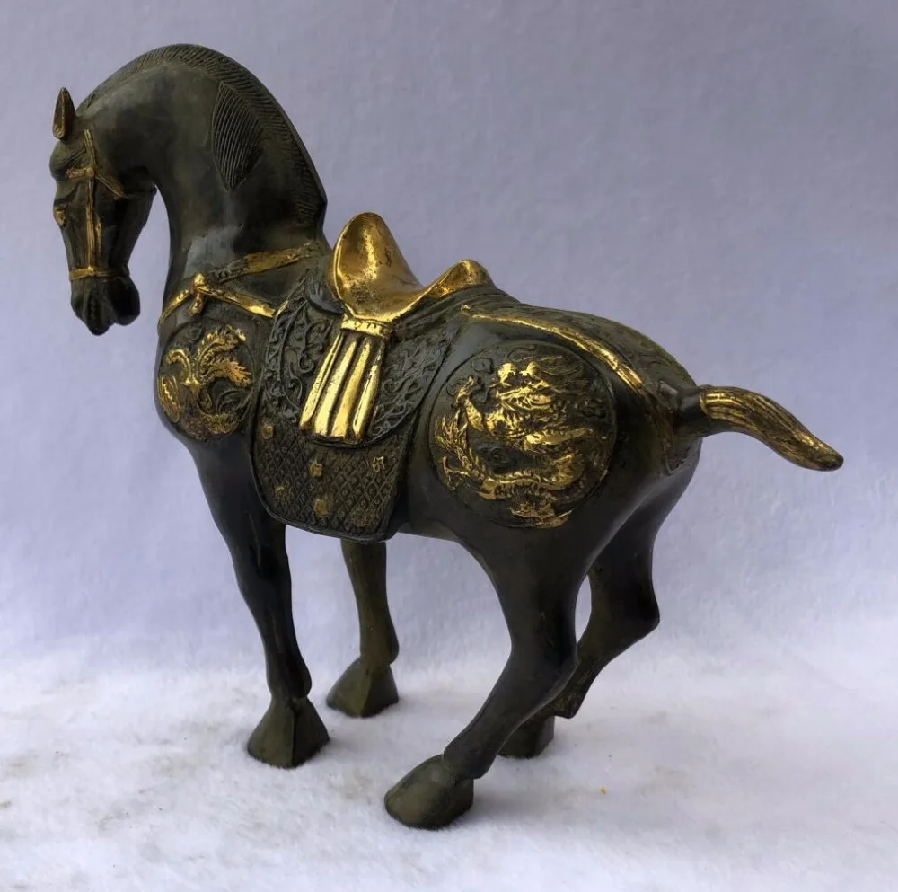 

Fine pure copper dragon and phoenix horse Longfeng Tang horse war horse pair Metal crafts ornaments Jewelry