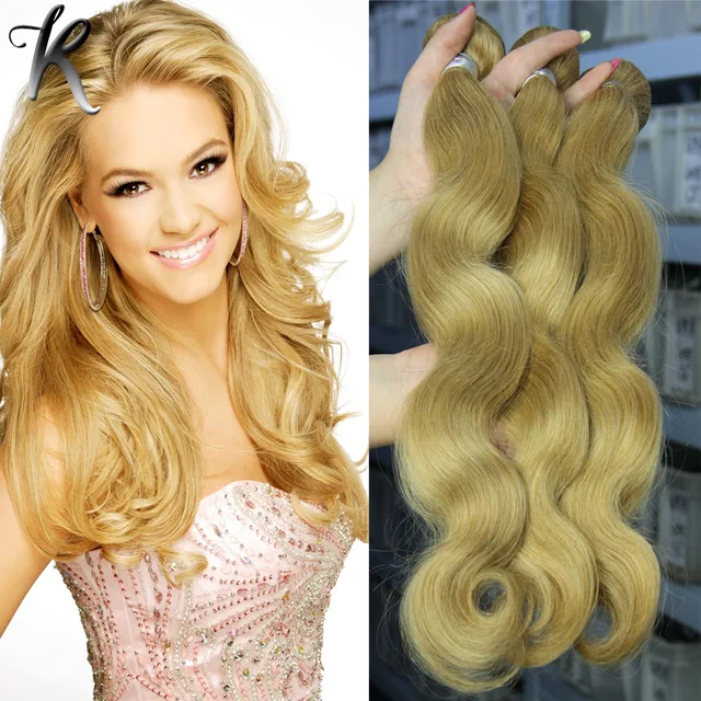 27 Highlighted Dip Dye Blonde Remy Hair Bundles Honey Blonde Brazilian