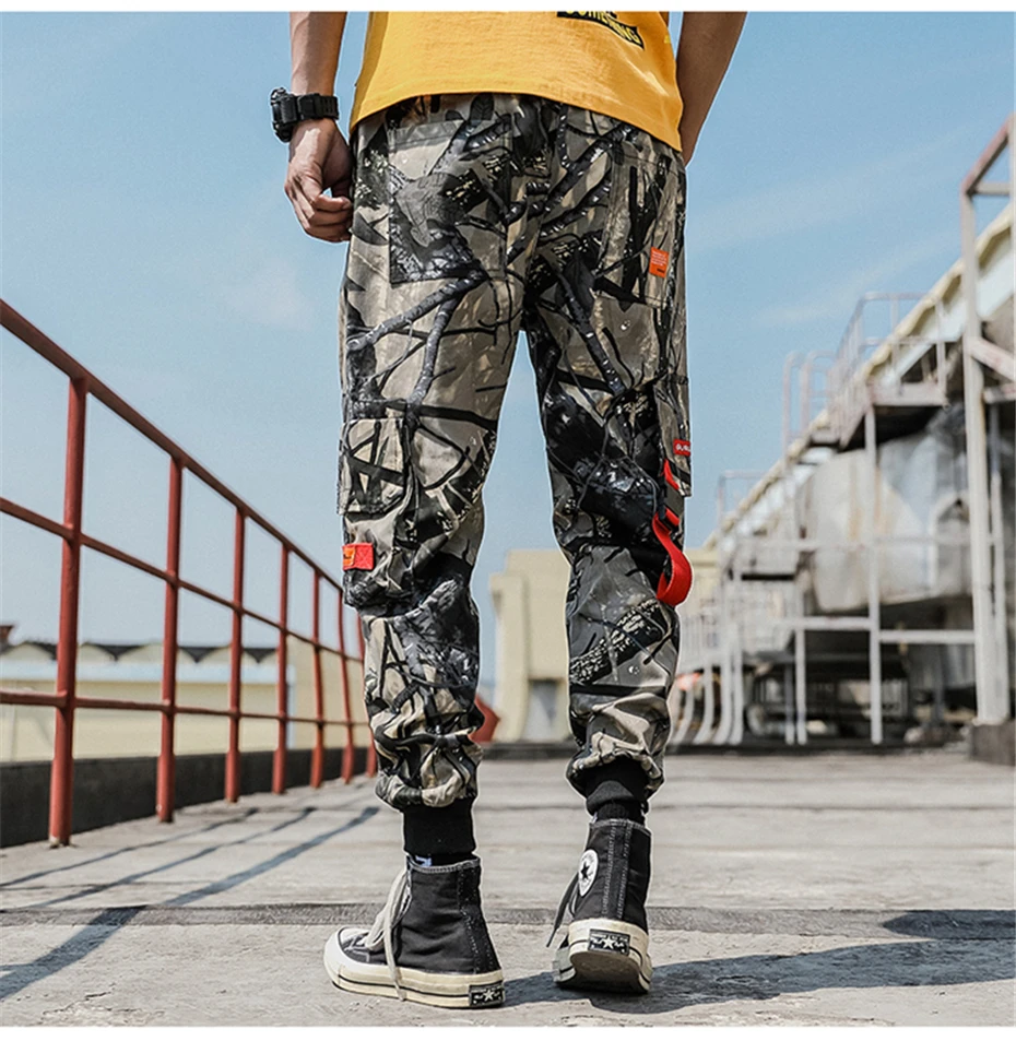 Camo Joggers Pants Men Side Pockets Cargo Harem Pants Autumn Hip Hop Male Trousers Street Fashion Streetwear GM153