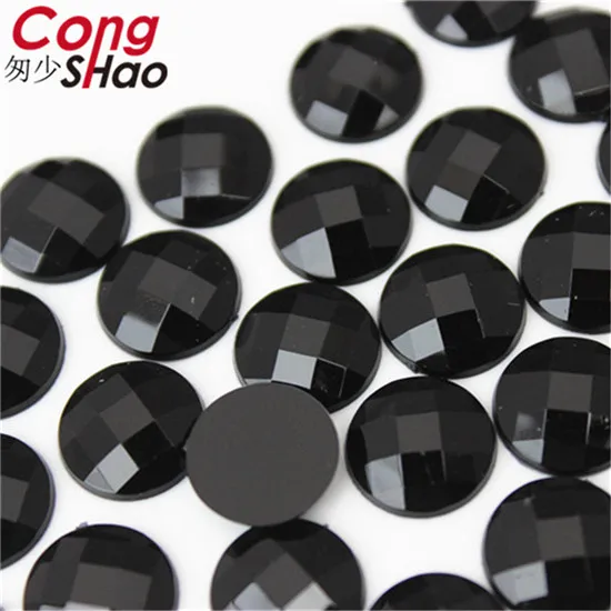 Cong Shao, 12 мм, 300 шт, цветные круглые камни и кристаллы, акриловые стразы с плоской задней стороной, для скрапбукинга, сделай сам, кнопка для костюма CS135 - Цвет: Black