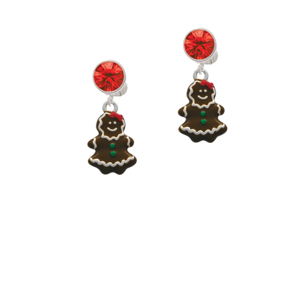 Enamel Gingerbread Girl Crystal Clip On Earrings (4)