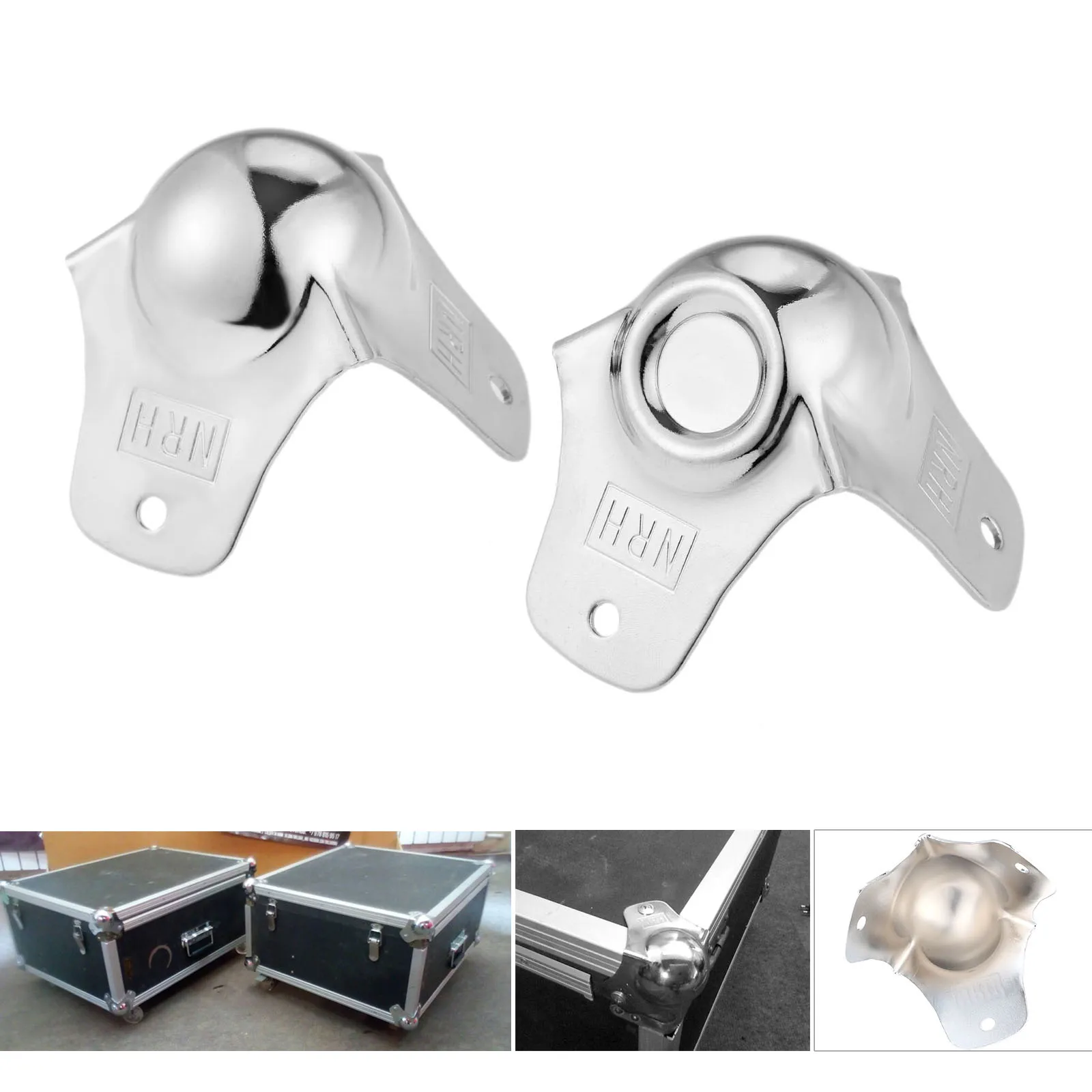 

DRELD Furniture Craft Metal Ball Shape Corner Bracket Cover Guard Protector for Wooden Suitcase Horn Industrial Air Bags 58*52mm