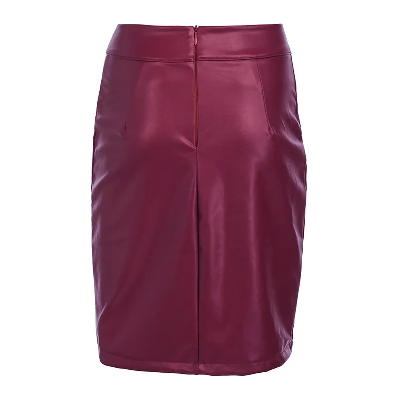 HITOM PRINCESS Women PU Leather Pencil Skirts Zipper Sexy High Waist Skirt Female Split Bodycon Short Mini Skirts Saias