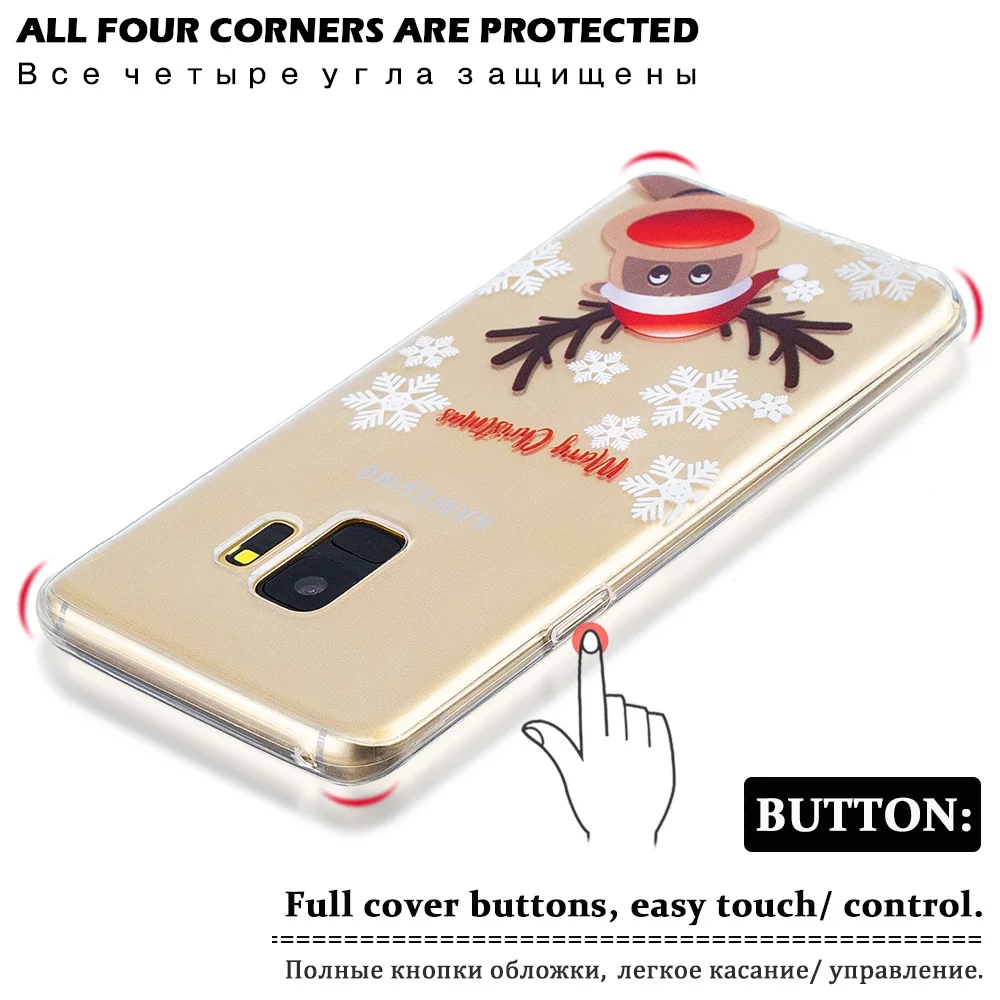KSAM1002_4_JONSNOW Phone Case For Samsung S8 S9 Cartoon Christmas Painted Clear Soft Cases for Note 8 Note 9 S9 Plus Back Cover