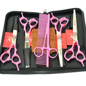 

7.0" Japanese Steel Pet Grooming Scissors Set for Teddy Bichon Poodle Dog Hair Cutting Thinning Shears with Comb Forceps HB0079