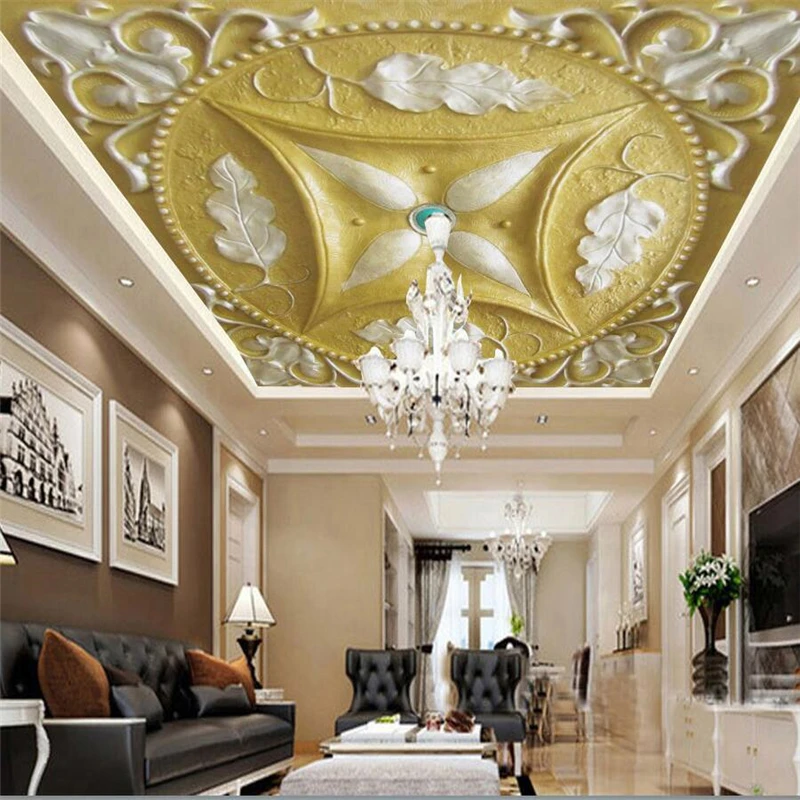 

wellyu Custom wallpaper 3D photo murals luxury Royal embossed ceiling papel de parede living room bedroom ceiling wallpaper 3d