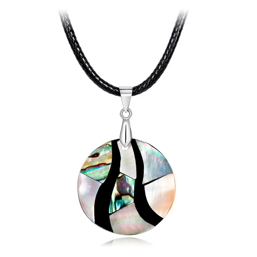 

DreamBell Women Necklace Simple Natural Abalone Shell Pendant Lady Jewelry Neck Decoration
