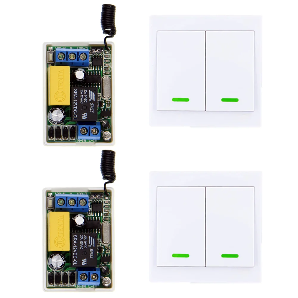 

Mini Size 220V 1CH 1CH 10A Wireless Remote Control Switch Receiver + 2X 86 2CH Wall Panel Remote Transmitter ,315 433,Toggle