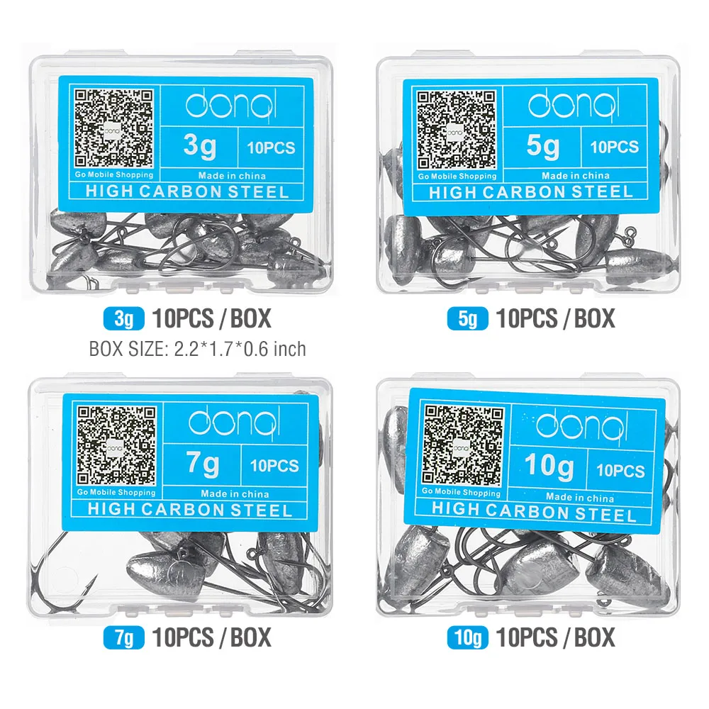 DONQL, 10 шт./лот, свинцовая головка, рыболовные крючки для мягкой приманки, приманка с колючим одним рыболовным крюком, 3 г, 5 г, 7 г, 10 г, аксессуары для ловли карпа