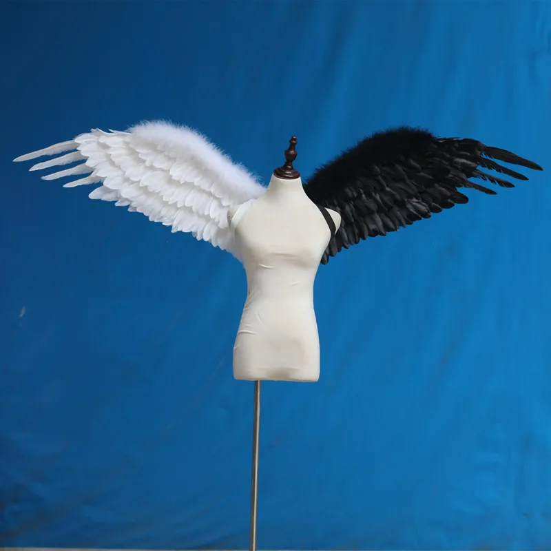 

Angel Feather Large Wings Model Show Stage Performance Costume Halloween Cosplay Black White Angel Wings Mardi Gras Adult Props