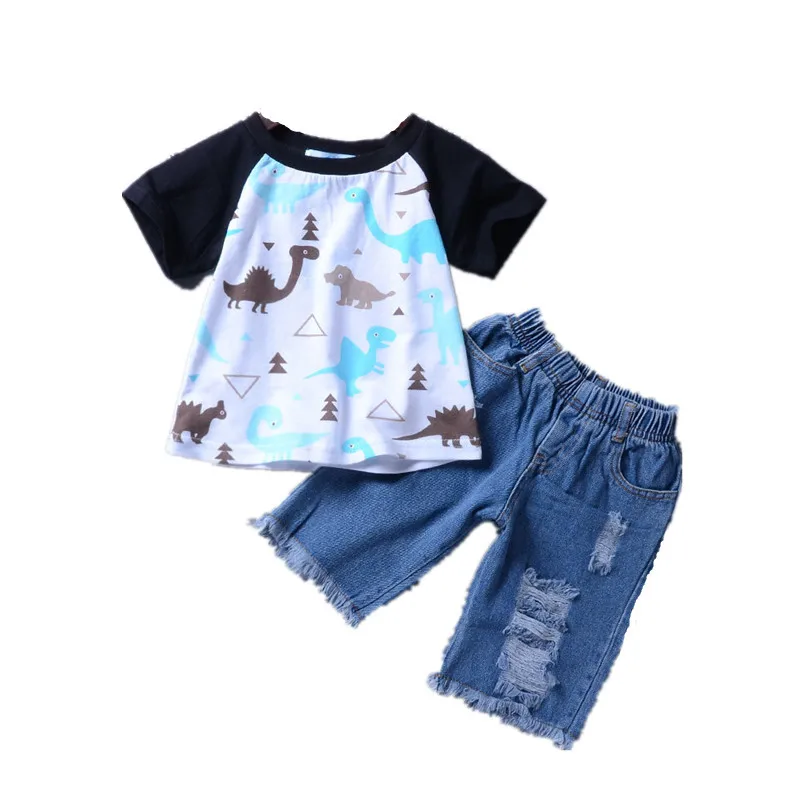 Baby Boy Clothes New Summer Cute Dinosaur Printed Clothing Set Boutique Boys School Outfits Toddler Boy Clothing D1251