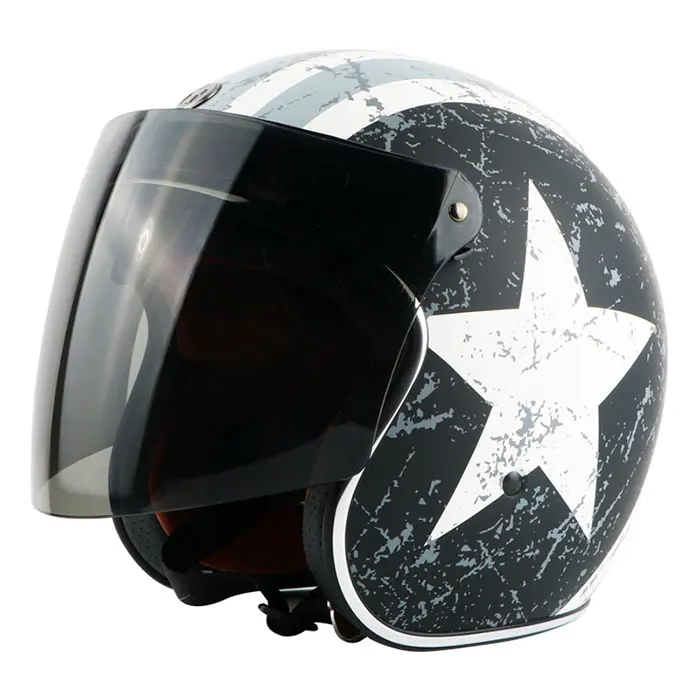 Винтажный мотошлем T57 moto rcycle 3/4 с открытым лицом шлем Cool skull moto casco moto cicleta Capacete с внутренним козырьком - Цвет: with flip up visor