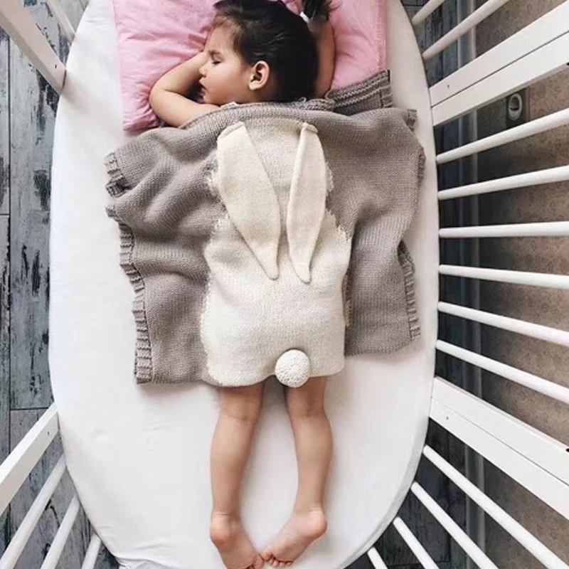 

collalily Nordic 100% cotton sofa Throw blanket Modern geometric striped plaid grey Bedding bed soft throw kid lovely rabbit
