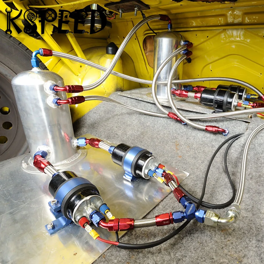 2.5 Liter Alloy Aluminum Swirl Pot AN8 In AN10 Out Dome Fuel Surge Tank