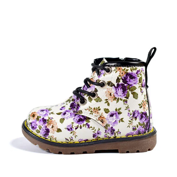 purple Новинка года; сезон весна-осень; детские резиновые сапоги; кожаные сапоги с вышитыми цветами для девочек; модные детские сапоги; размеры 21-30 - Цвет: purple