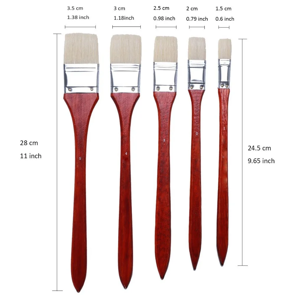 MEEDEN 5 ШТ. Большой Площади Кисти, Краски, Кисти, Свиней Щетина Волос для Акрил, масло, Пленэрной Живописи Настенной Живописи, длинной Ручкой