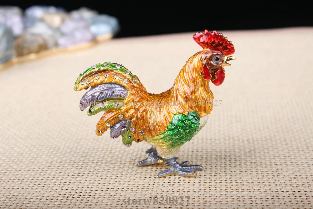 Rooster Chicken Jewelry Trinket Box Decorative Collection Animal Cute Gift 02089