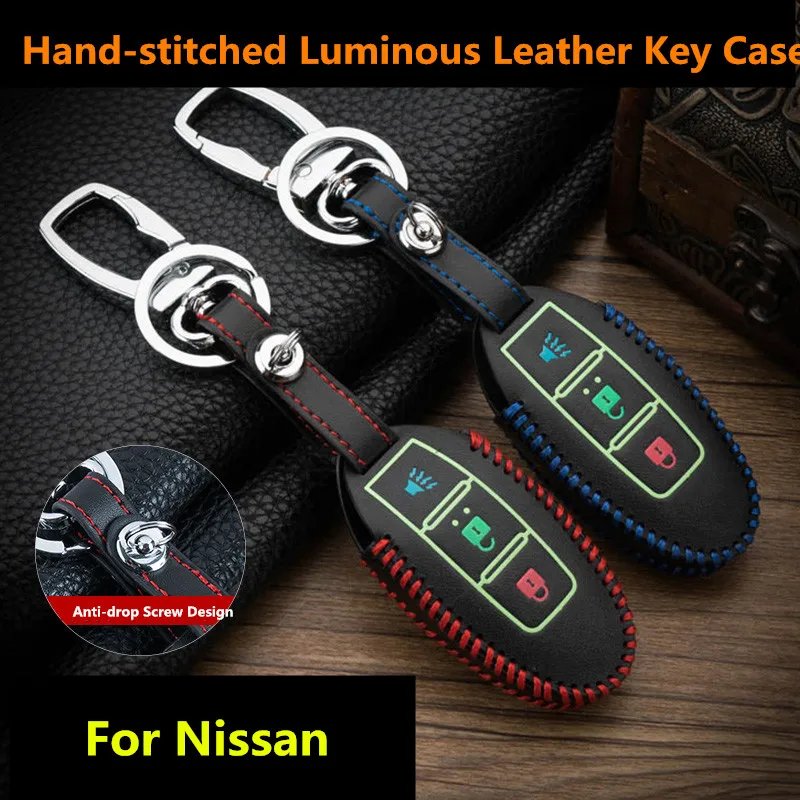 Luminous-Leather-Car-Key-Cover-Case-For-Nissan-Qashqai-J11-X-Trail-t30-t31-t32-Pathfinder