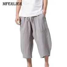 MFERLIER свободные летние мужские шорты из хлопчатобуманой ткани "канифас" 5XL большого размера, Винтаж Короткие мужские 5 цветов