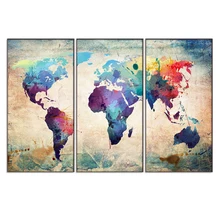 

Canvas Painting 3 Piece World Map Picture Canvas Wall Art Framed Modern Posters and Prints Wall Pictures for Living Room Bedroom