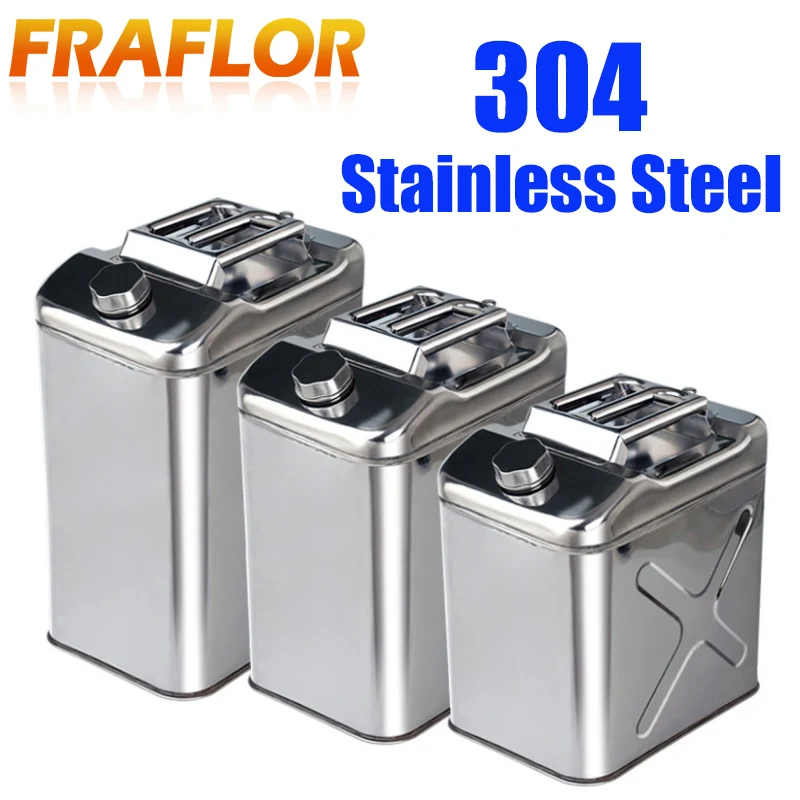 

Outdoor 10L 20L 304 Stainless Steel Fuel Tank Oil Gasoline Diesel Tank Metal Iron Storage Can Car Motorcycle Truck Accessories