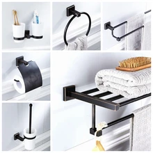 Bathroom Accessories Hardware Set Towel Shelf Soap Holder Toilet Brush Holder Toilet Paper Holder Oil Rubble Bronze Finished bathroom hardware accessories chrome single towel bar rail toilet paper holder shower soap dish pump brush holder glass shelf