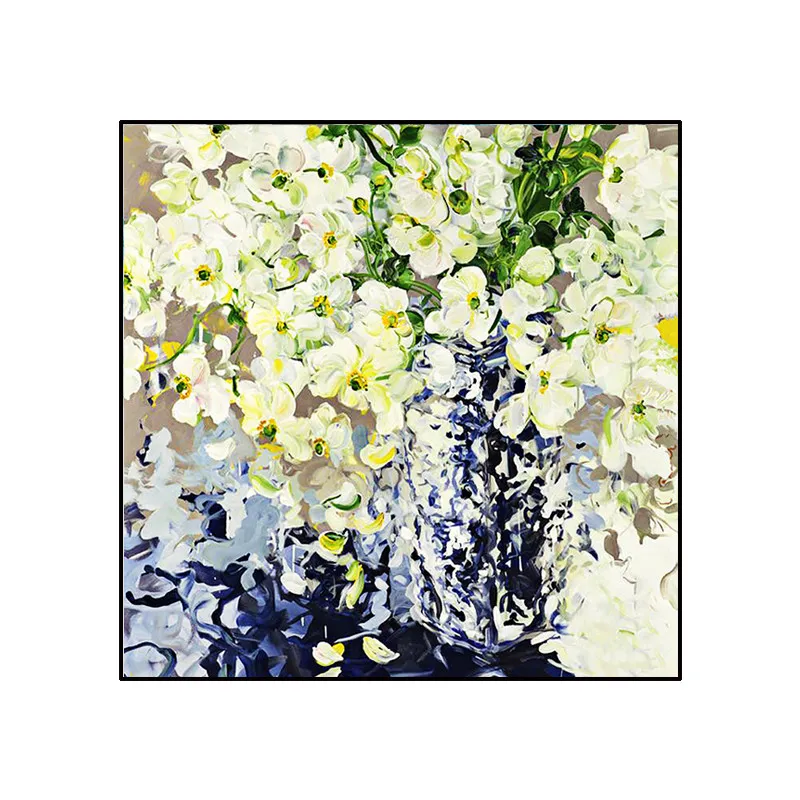100% Hand Painted Colorful Flowers Art Oil Painting On Canvas Wall Art