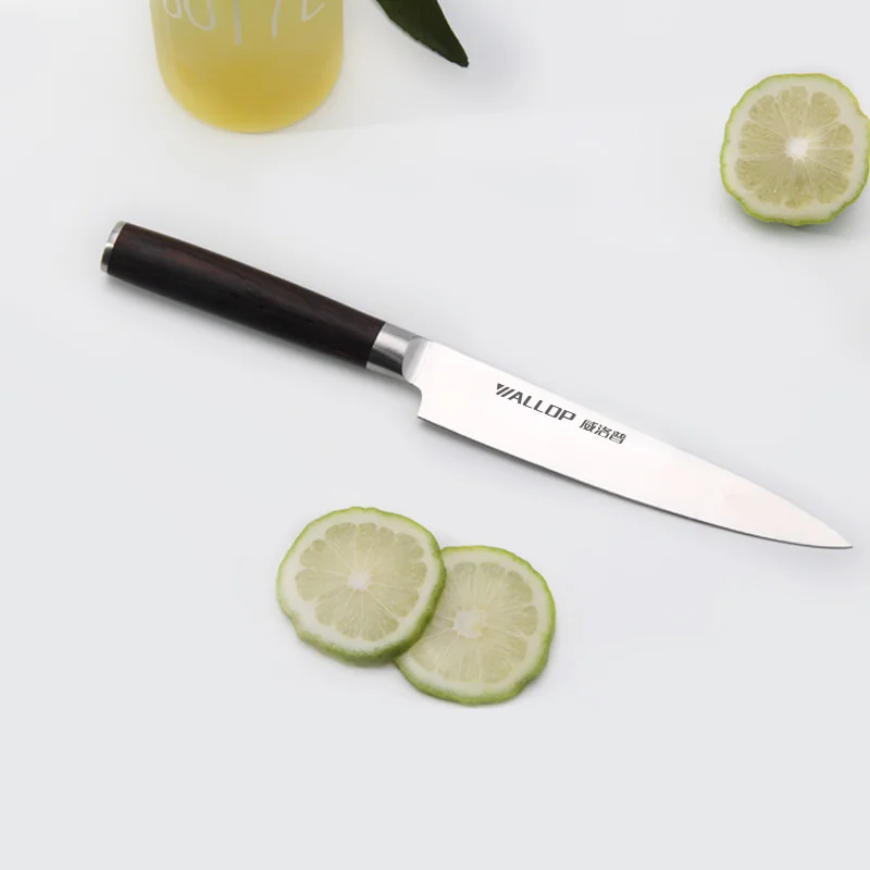 

Wallop kitchen utility knife High Carbon Stainless Steel Razor Sharp for Precise Cutting Chopping and Dicing Pakka Wood Handle