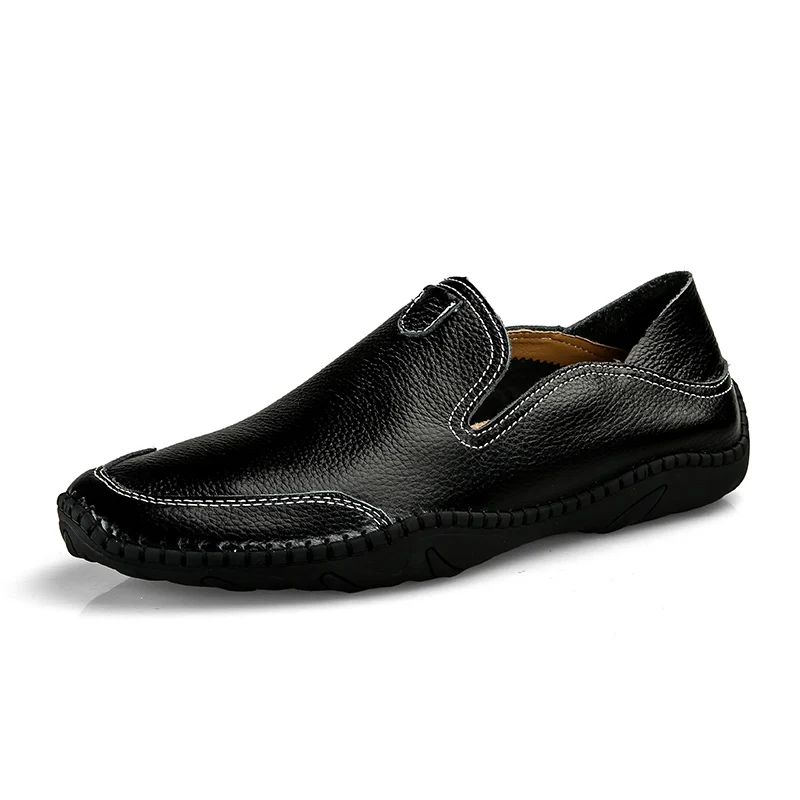 Мужская обувь из натуральной кожи; модная мужская обувь для вождения; качественные мужские лоферы ручной работы; мокасины на плоской подошве; большие размеры 38-47 - Цвет: Black