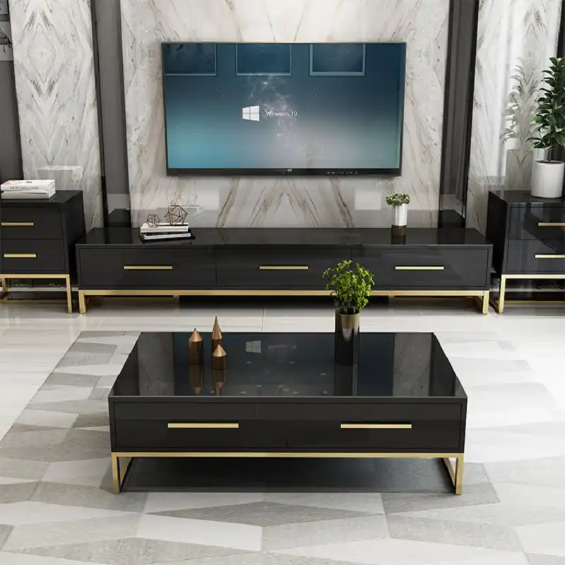 Black Wooden Tv Cabinet Stand Modern Design Living Room Furniture
