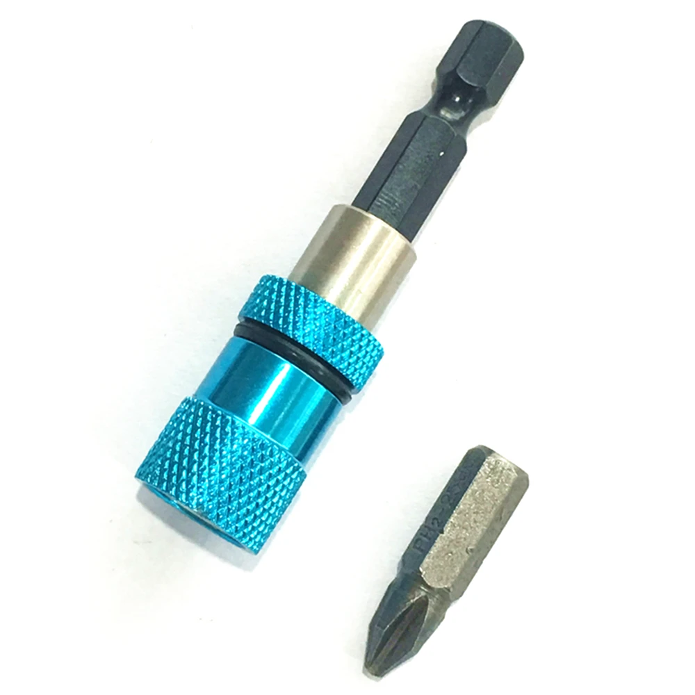 Blue-1-4-Hex-Shank-Electric-Drill-Magnetic-Screwdriver-Bit-Holder-60mm-Stainless-Steel-magnetism-limit (2)