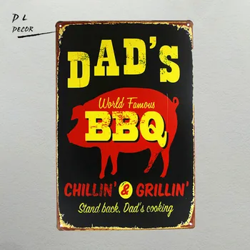 

DL-Dad's BBQ cooking day Tin Painting Rural Countryside of Posters Bar Retro Metal Art Poster Bar Pub Cafe