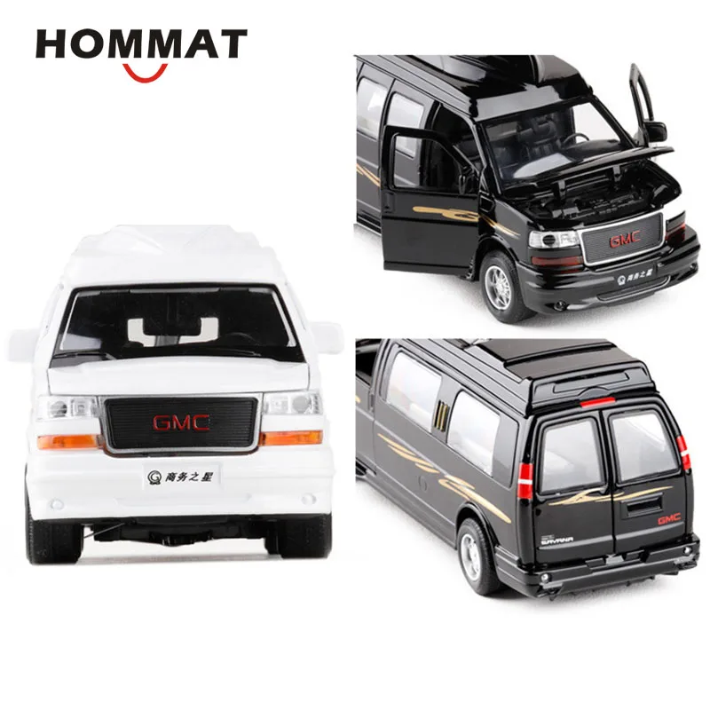 Модель автомобиля пассажирского фургона HOMMAT 1:32 GMC Savana модель литая из сплава