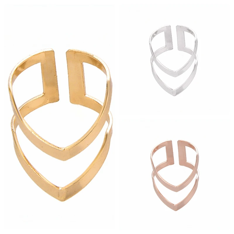 2016 New Fashion Jewelry Ring Simple Double V Lines Adjustable Chevron Women Ring Party Gifts