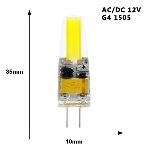 10 шт./лот лампада светодиодный G4 лампа AC/DC 12 В 220 В COB E14 Светодиодный светильник G9 Освещение Заменить галогенный прожектор люстра - Испускаемый цвет: G4 AC DC 12V 1505