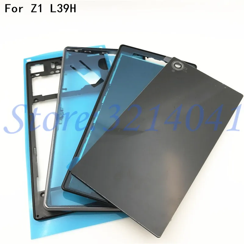 

Original Front Middle Frame Port Plug Cover Back Battery Cover For Sony Xperia Z1 L39H C6902 C6903 Full Housing With Logo
