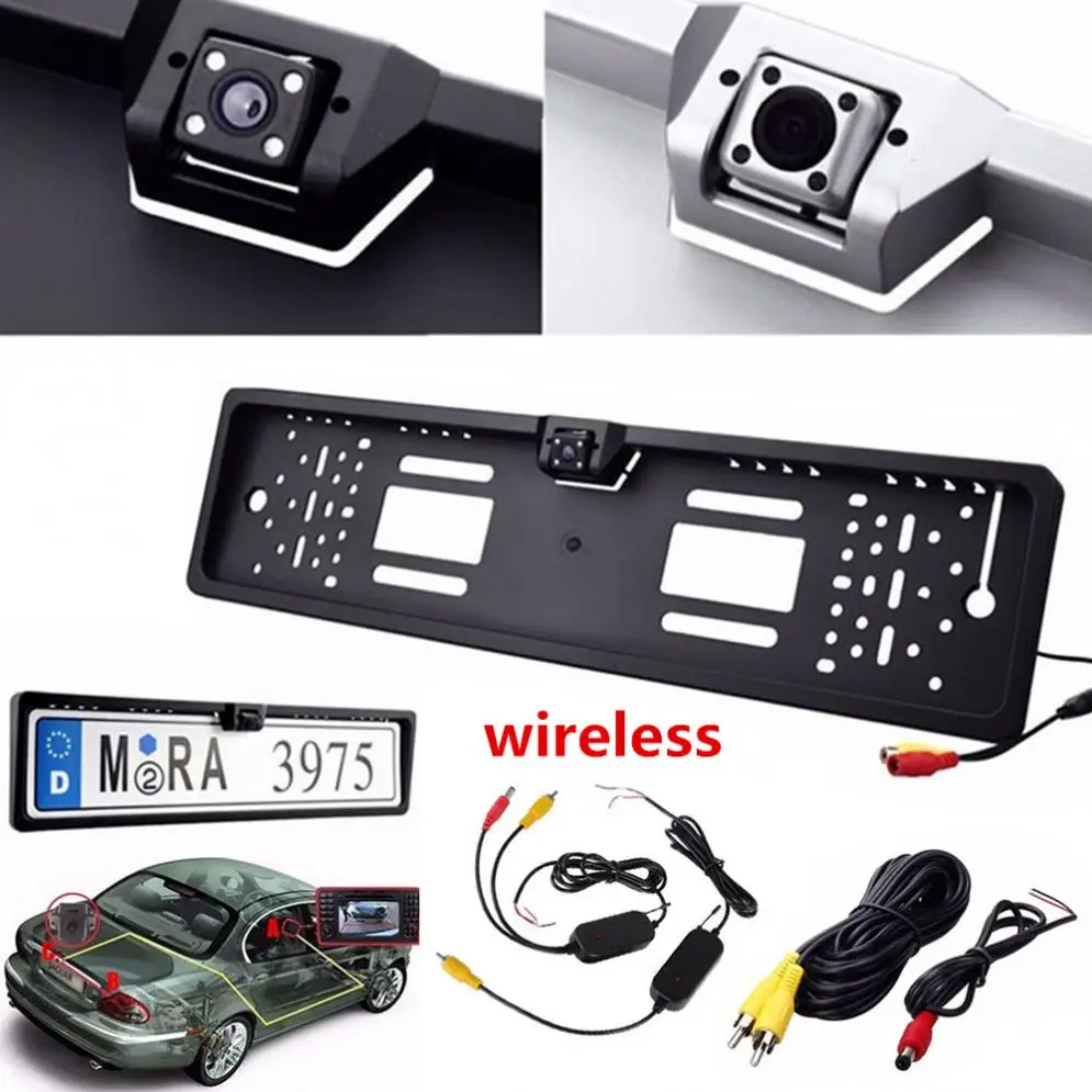 

2.4G Wireless European Car Licence Plate Camera HD Car Rear View real time Reverse Camera Number Frame with led Night Vison