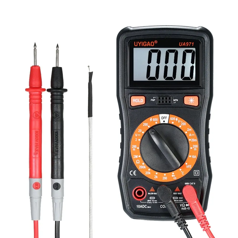 

Digital Multimeter 2000 Counts Voltage Meter Multi Voltmeter Ohmmeter Measuring Resistance Temperature Continuity hFE Tester LCD