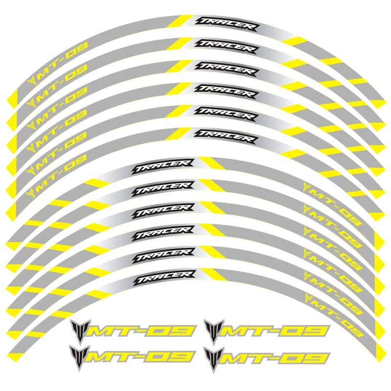 Новая высококачественная 12 шт. подходит для мотоцикла Наклейка для колес полоса светоотражающий обод для Yamaha mtmt09 TRACER - Цвет: 5