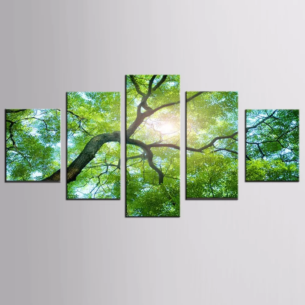

5 Panels Framed purple tree Painting Canvas Wall Art Picture Home Decoration sitting Room Canvas Print Modern Painting