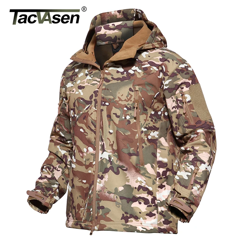 TACVASEN Softshell тактическая куртка мужская зимняя камуфляжная армейская Боевая куртка толстовки страйкбол военная одежда зимние куртки для походов